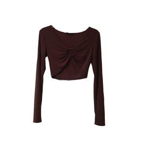 Girl's Discreet Brown Crop Top- Size S